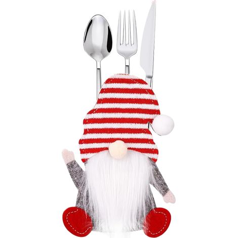 Copriposate Leprecauno Gnomo Decorazione natalizia da tavolo tascabile (cappello a righe) (1/5)