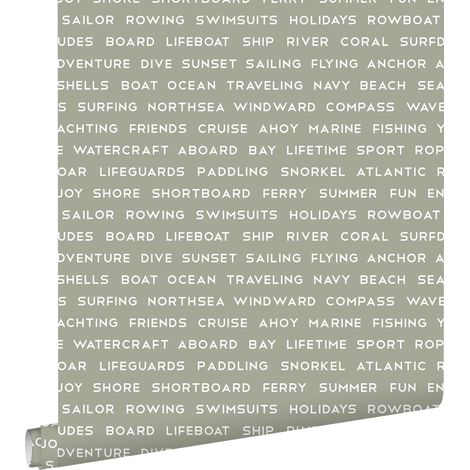 papier peint textes maritimes de plage vert armée  - ESTAhome (1/5)