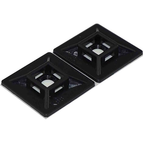 Embase pour serre-câbles autoadhésive noire 28.6mm x 28,6 mm, Ø fixation 5.3mm ( Prix pour Sachet de 100 )