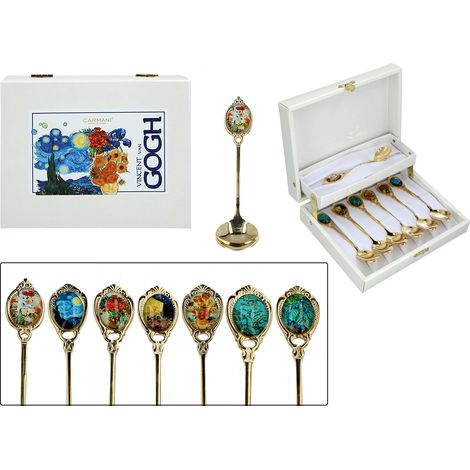 Ensemble de 6 cuillères + cuillère à sucre VAN gogh carmani couleurs assorties (1/5)