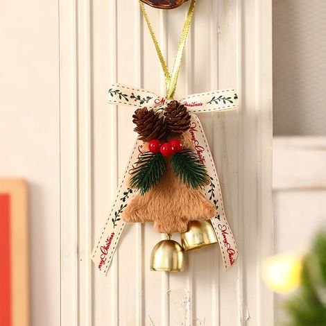 Guirlande Mini Noël - Clochettes - Pommes De Pin - Rubans En Jute - Baies - Décoration Pour Porte Arbre Mur - 32 x 10 x 7 cm - 1 Pièce (1/5)