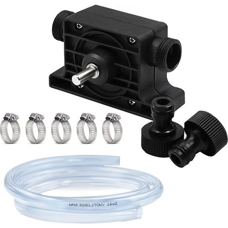 Pompe de perceuse avec tuyau de 2 m : haut débit sans fil visseuse pompe perceuse portable pompe perceuse pour huile moteurs diesel, eau volante, carburants, eau (1/5)