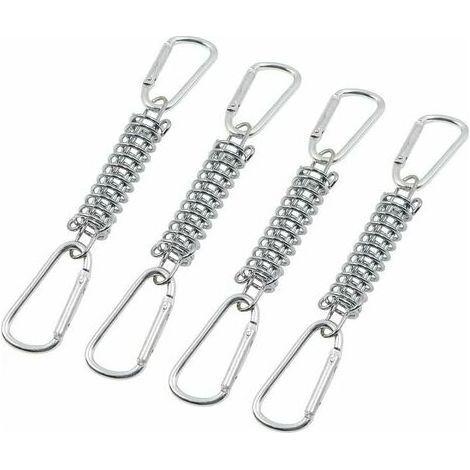 Spring Loop Tension Blind Fixing - Shade Sail Fixings Accessories in Stainless Steel with 4 Helical Springs and 8 Carabiners for Tents, Awnings, Camping, 4 Pcs, SEMAket (1/5)