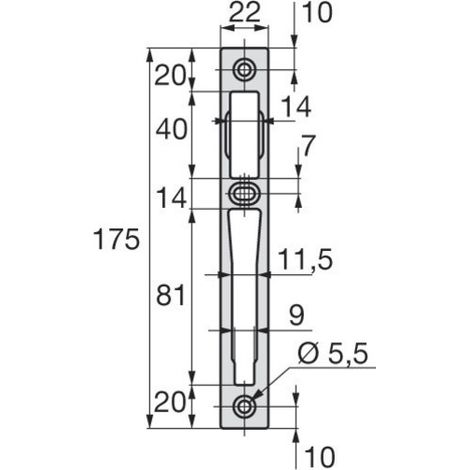 Cerradero central de aluminio ASSA ABLOY 175x22x8 mm - 2839-10-3