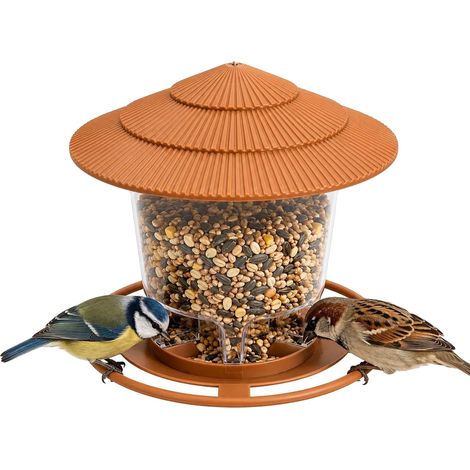 Vogelfutterspender, transparenter Futterbehälter, 360° Sitzring, 1Stück, 16cm-a (1/2)