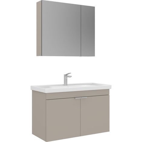 Waschtisch-Set mit Spiegel (2-teilig) "Desna 90" – 90 x 45 x 58 cm – Sand (1/3)