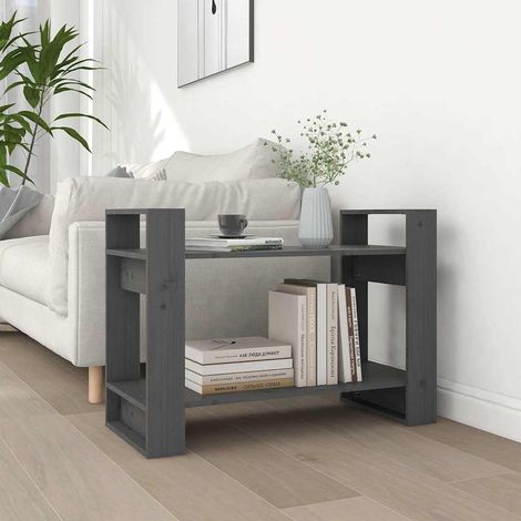 Bibliothèque/Séparateur de pièce Étagère de Rangement - pour Bureau Salon Chambre Cuisine Gris 80x35x56,5 cm Pin solide BV253895 - BonneVie (1/5)