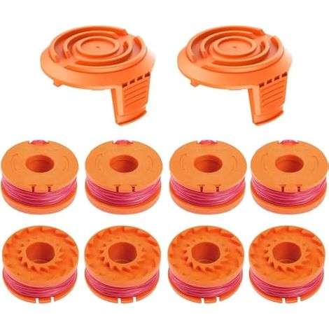 8 Pcs Fil Coupe Bordure,2 Couvercle,Compatible avec wor Coupe Bordure, WA0004.1/WA0010 Coupe Bordures Ø 1,65mm & 3m Bobine Fil Coupe Bordure (1/4)