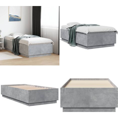 Cadre de lit sans matelas gris béton 90x190 cm - Cadre De Lit - Lit Double - Lit Moderne - Lit Gris - Sommier - Home & Living (1/5)