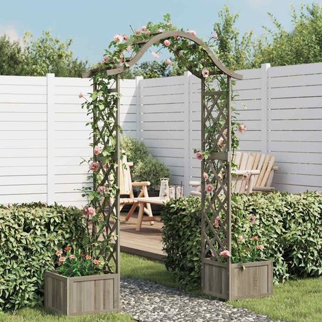Pergola de jardin avec jardinière Gris Bois pin massif (1/5)