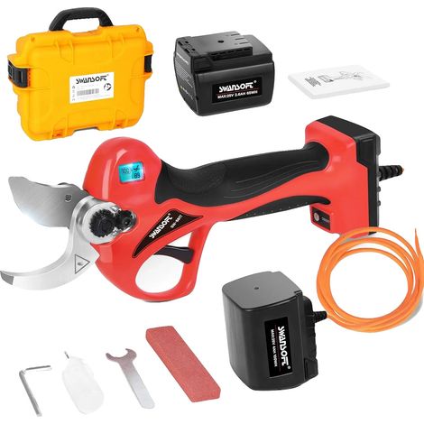 Podadora eléctrica, motor sin escobillas, sistema de doble batería, cortasetos, dos baterías. (1/2)