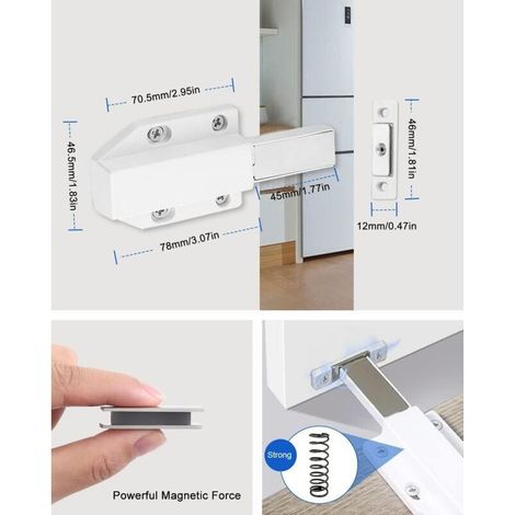 Push to Open 2 Pièces Push Open Poussoir Porte Placard Aimant Fermeture pour Armoire Tiroir Systeme Loquet Magnetique Verrou Poussoir Porte Amortisseur Pour La Porte de Placard (1/3)