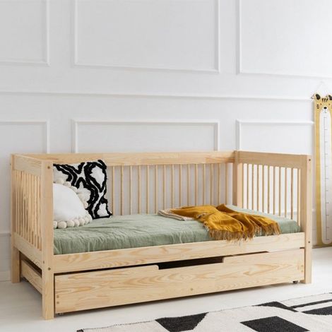 Cama banqueta 90x190 somier y cajón incluido Perrine Madera (1/3)
