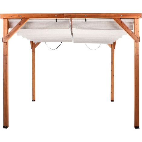 Gazebo VILLAROSA Fir Wood 320 cm 380 cm Brown/ Beige (1/5)