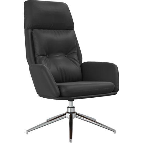 Sillón de relax de cuero auténtico negro vidaXL (1/5)