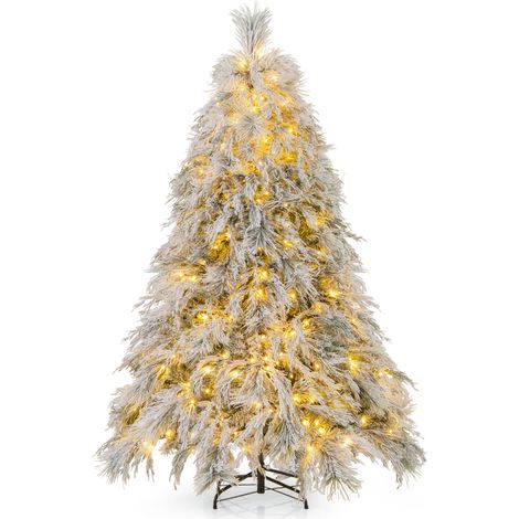 Albero di Natale innevato 180cm con luci LED bianche calde e cerniera (1/5)