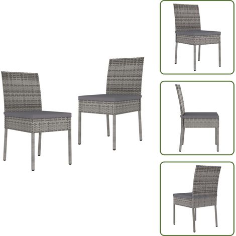 Chaises à manger de jardin lot de 2 Résine tressée Gris - Chaise De Jardin - Mobilier De Jardin - Chaise Extérieure - Résine Tressée - Chaise Repas (1/5)