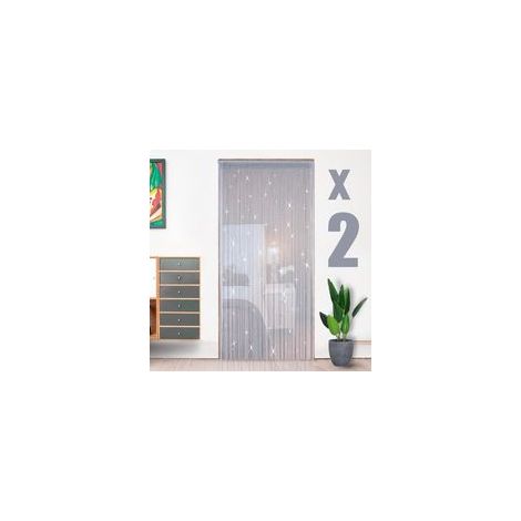 Lot de 2 Rideaux Argentés Paillette 90x200 cm Draperie avec Franges, Décoration Élégante pour Fenêtre et Porte