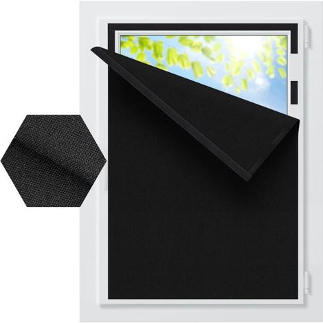 Rideau occultant portable 100 % — Sans perçage — Fixation par Velcro (Noir, 100 x 150 cm) (1/5)