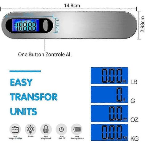 Resevåg Bärbar Digital Bagagevåg Max 50 kg/110 lb (LB, g, Oz, kg) Prix moyen ok