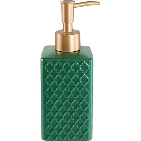 Dispensador de jabón verde con bomba de cerámica y plástico, apto para lavavajillas de cocina y baño. (1/5)