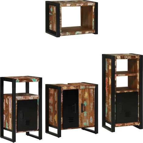 Juego de muebles de baño 4 pcs Madera reciclada maciza