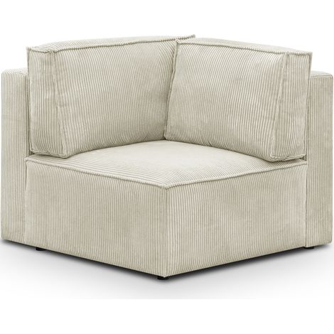 Module d'angle à droite en velours côtelé beige - Harper Mod (1/3)