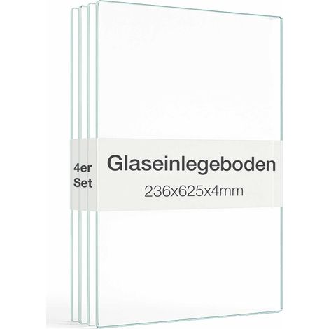 K-Möbel Lot de 4 Tablettes Verre Transparent 625x236x4mm ESG Germany