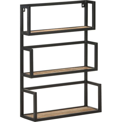 Étagère murale 60x20x85 cm Bois de manguier brut vidaXL (1/5)