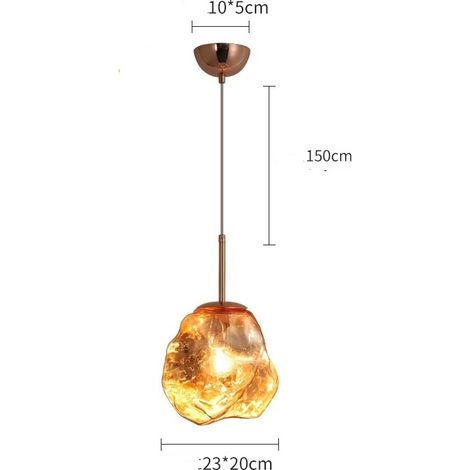 Suspension boule en verre métallisé Ø23 cm - Abat-jour irrégulier décoratif Or Rose Lumière chaude (1/4)