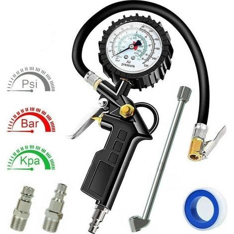 Manomètre Pression Pneue Haute Précis 220 PSI Multifonctionnel Jauge de Pression Numérique avec Gonflage Air Portable pour Voiture Camion Moto (1/4)