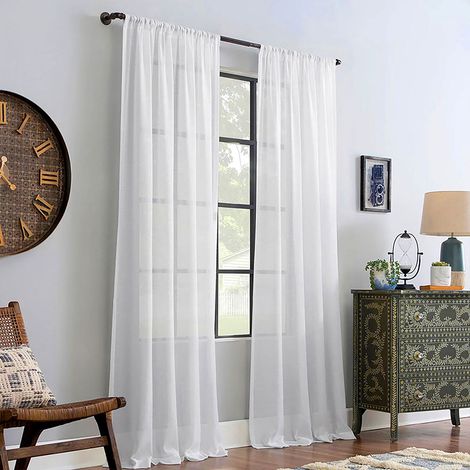 White Transparent Polyester Curtain Set 183 x 117 cm (1/5)