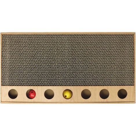 Grattoir rectangulaire en carton pour chats avec balles pour jouer (1/2)