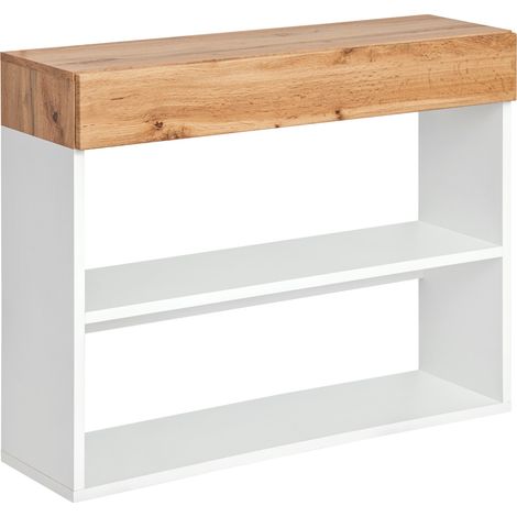 Armoire murale double étagère et tiroir Easy VIII - L 100 x P 30 x H 80 cm - Marron et blanc - Livraison gratuite (1/5)