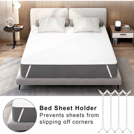 Attache Drap Housse,4 Pièces Tendeur Drap Housse,Tendeur Drap 70-280Cm Pince Drap Housse Matelas Tendeurs De Draps Angulaires Avec (1/5)