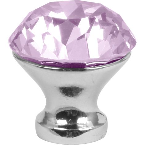 Domino Elegante Crystal A Möbelknopf 30mm in Chrom & Rosa  (1/5)
