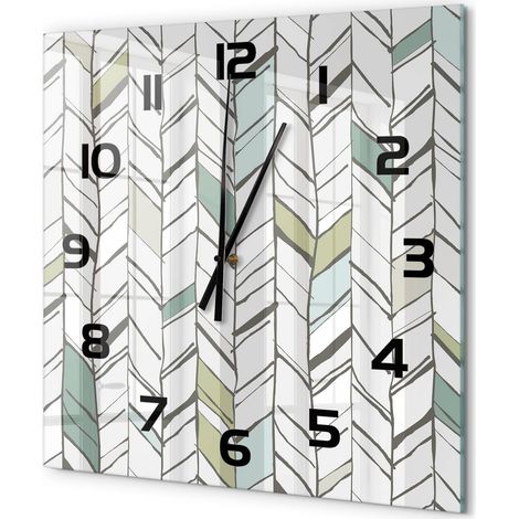 Grande Horloge Murale Carrée Intérieur en Verre Silencieuse Moderne Toute Pièce Motif à chevrons 60x60 cm (1/5)