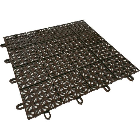 Ezooza MultiFlex – 22 Piastrelle Drenanti Flessibili per Esterni (2 m²), 30x30 cm, Plastica Riciclata, Colore: Marrone