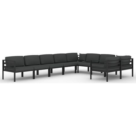 Maison Exclusive - 9-tlg. Garten-Lounge-Set mit Kissen Aluminium