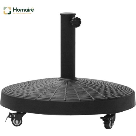 HOMAIRE Sonnenschirmständer Rattanoptik mit Rollen, Kunstharz & Metall