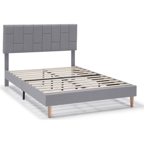 Estructura de Cama tapizada Sorni de 30 cm, 135/140x190 cm, Gris claro (1/5)