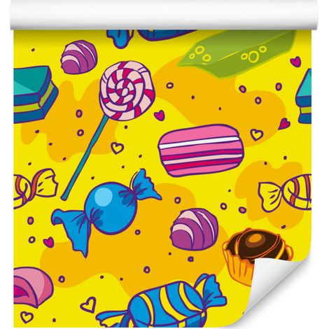 Papier peint coloré à motifs de bonbons et de BD pour salon et chambre 50x1000 cm (1/5)