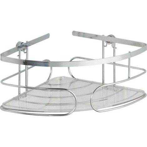 Etagère d'angle douche murale, étagère angle salle de bain, Premium, Acier Inox, 26,5x10x19 cm, Brillant