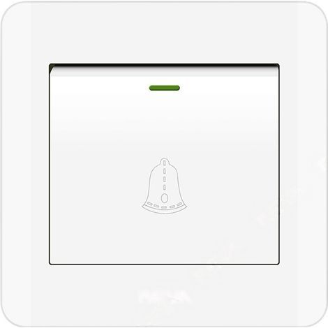 Bouton de sonnette extérieur, interrupteur de sonnette 220-250V avec panneau en verre trempé. Blanc1,3.38 pouces de diamètre