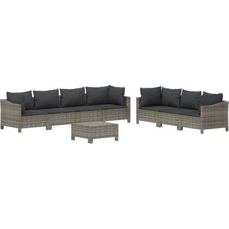 Mobili da giardino mobili da esterno Set di mobili da 8 pezzi con cuscini grigi in resina intrecciata 020017600