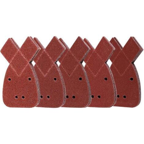 50 triangular sanding sheets, 4 holes, 40/60/80/120/240 grit, for sanding, polishing, and black rust removal.