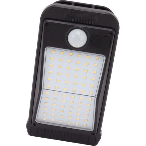 Lampe solaire à pince USB avec batterie intégrée, 72 LED, lumière blanche, pour extérieur (cour, jardin, terrasse). Détection de présence. (1/5)