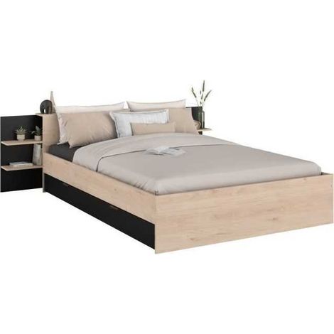 Parisot Horn Erwachsenenbett Eiche und Schwarz 140x200 cm (1/3)