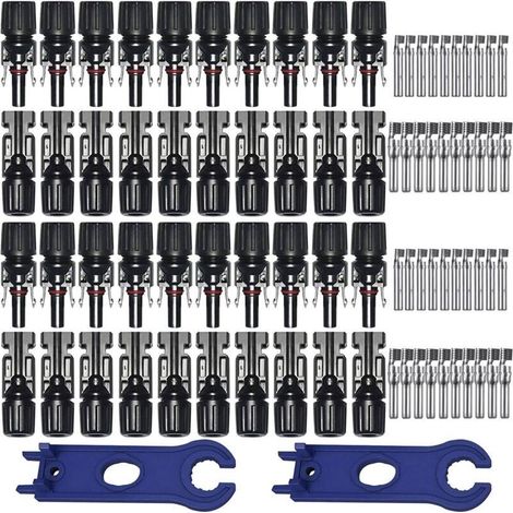 20 Paires Connecteur MC4 Solaire Photovoltaïque,Connecteur PV Mâle/Femelle, Double Anneaux Joint étanche, pour Photovoltaïque Panneau Solaire Cable Accessoires