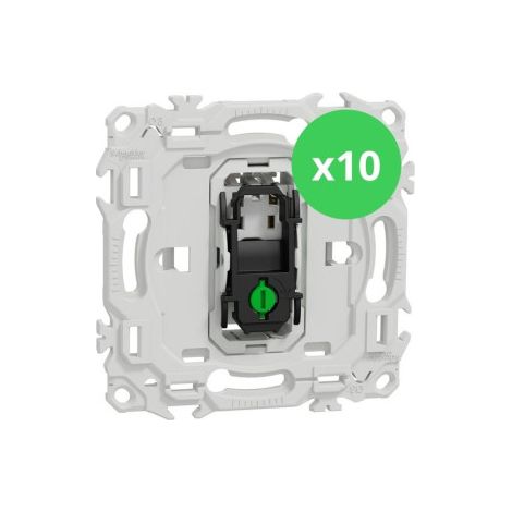 Schneider - Odace 2025 - LOT de 10 Va et Vient ou Poussoir - Sans enjoliveur - 10AX - Blanc craie - Ru00e9f : S980204 x 10 (1/5)